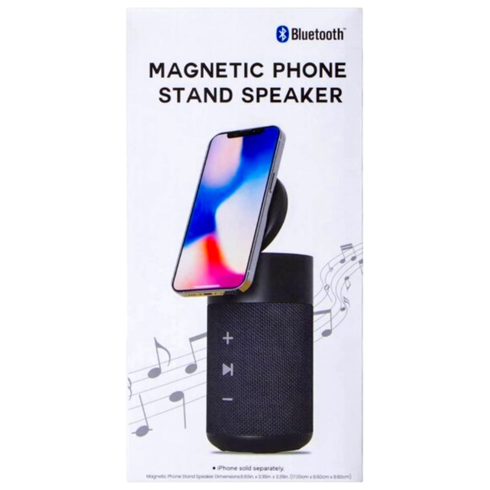 Bluetooth® Magnetic Phone Stand Speaker Li-ion Battery w/USB-C Charging Cable